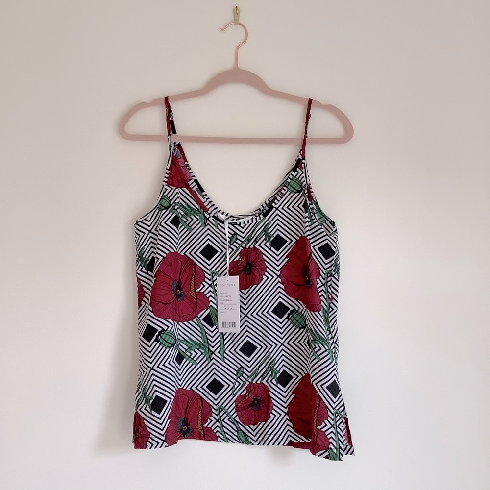NWT Anonyme poppy flower spaghetti strap top size M
